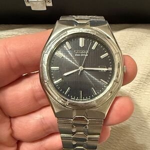 Citizen Eco-Drive Silver Stainless Watch with Black Dial